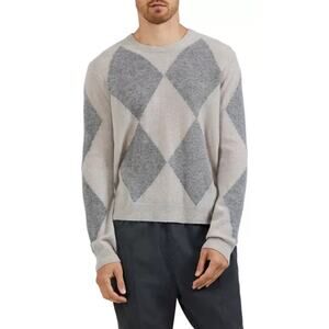 NWT ATM Cashmere Argyle Sweater Grey Large